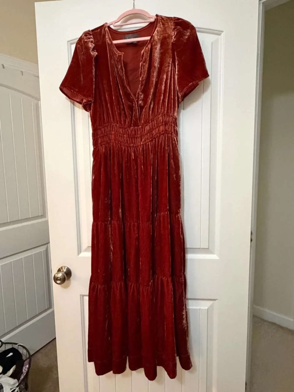 Anthropologie Velvet Maxi Dress in Deep Wine Red - Picture 3 of 16